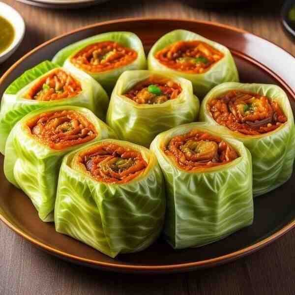 Рыбные голубцы из пекинской капусты